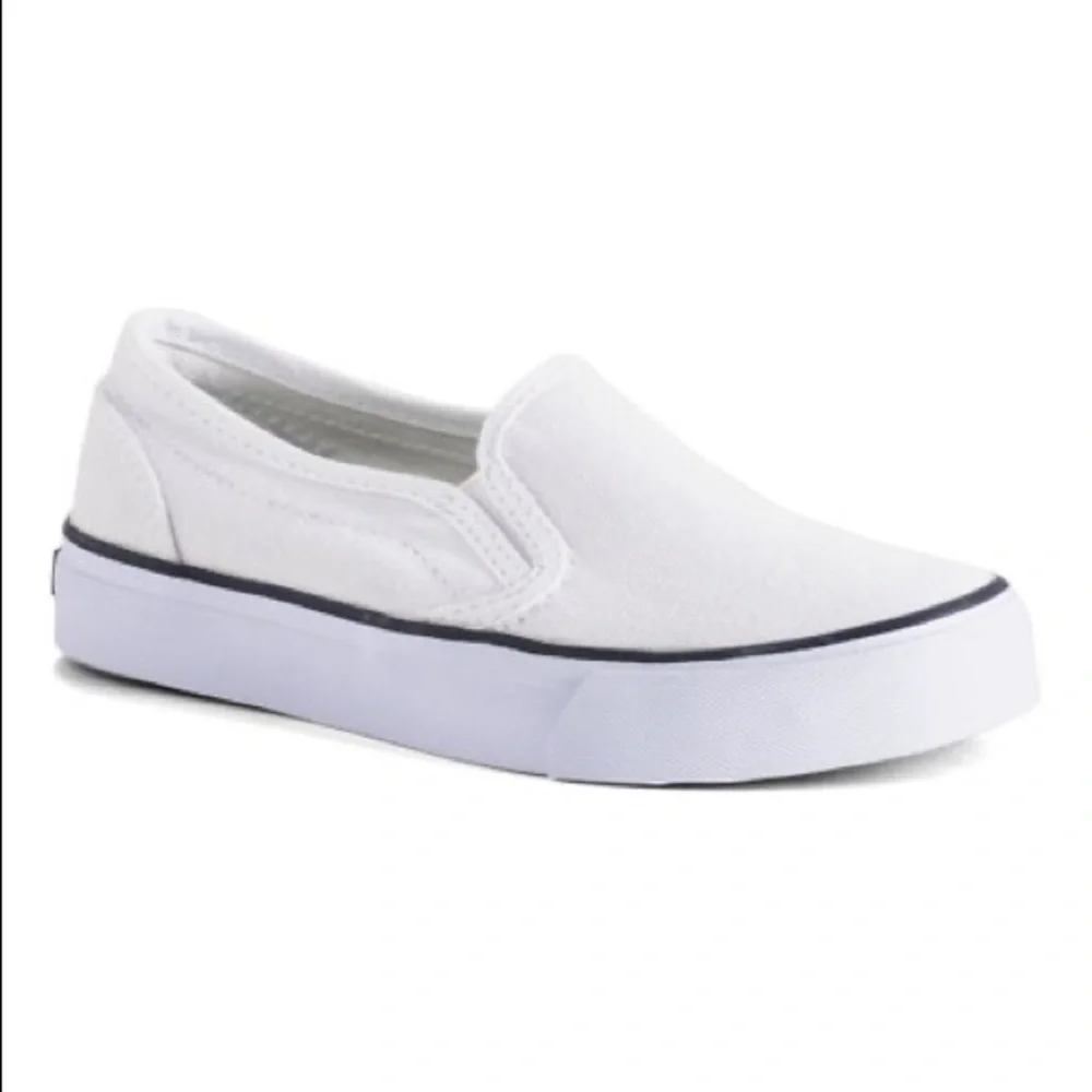 NWT Lands End Mainstay Canvas Slip-On Sneaker White Size 13